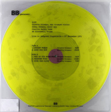 BB - Ornette Coleman / Dewey Redman / Charlie Haden / Ed Blackwell - Live In Beograd, Yugoslavia - 2 November 1971 - bootleg LP