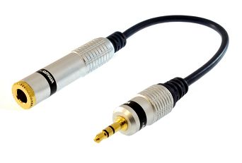 VITALCO - 06402 przejściówka jack stereo wtyk 3,5mm - gniazdo 6,3mm (PGDJWMJ) na kablu - 0,2m